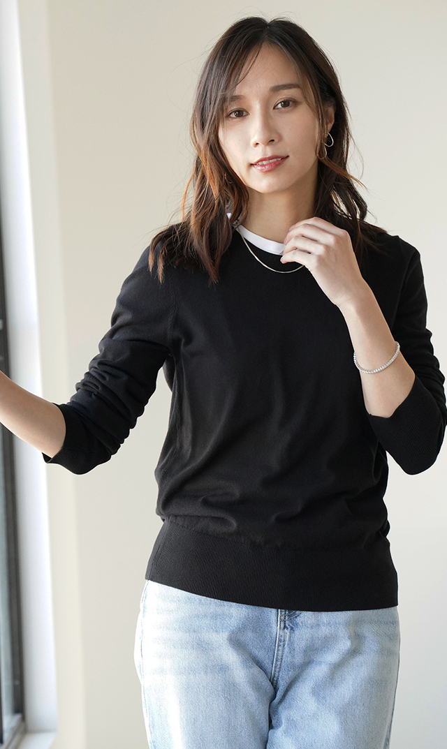 イタリア×日本の共同開発素材ロングスリーブTシャツ白