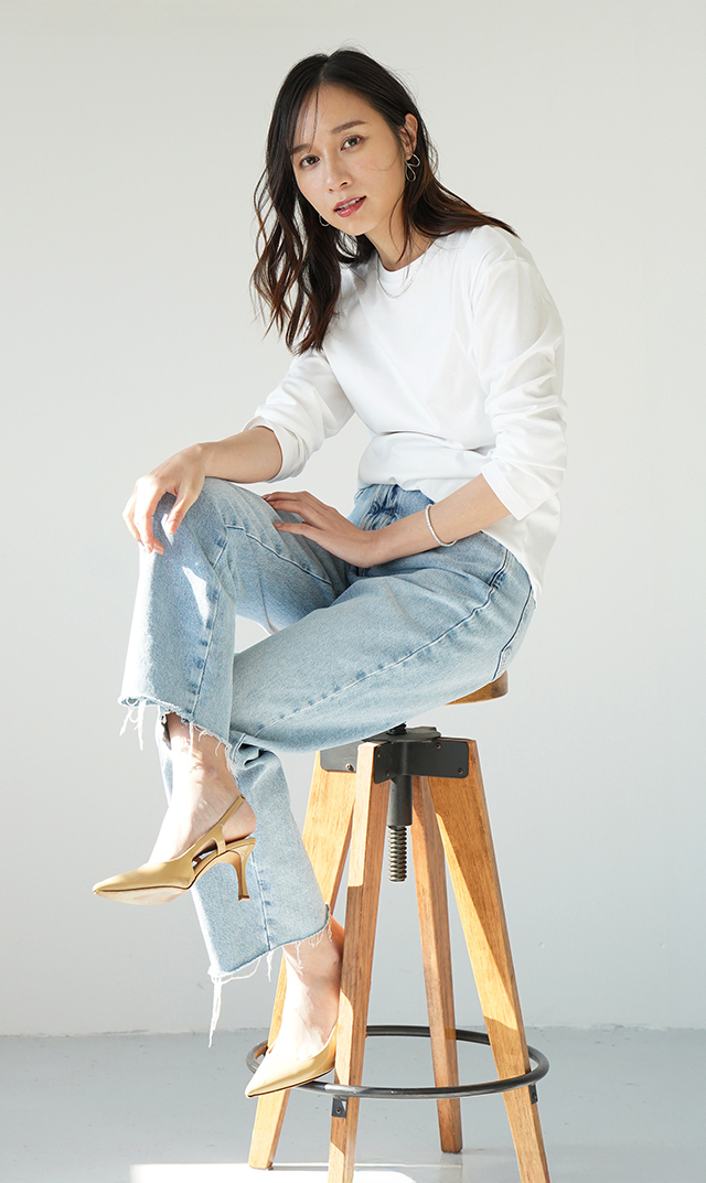 イタリア×日本の共同開発素材ロングスリーブTシャツ白