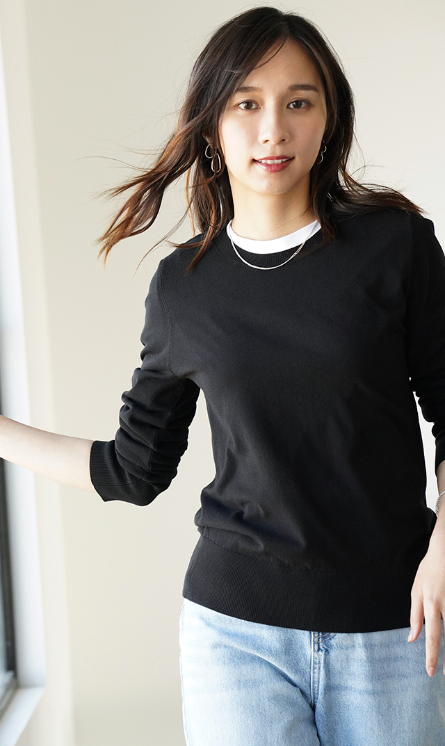 イタリア×日本の共同開発素材ロングスリーブTシャツ白