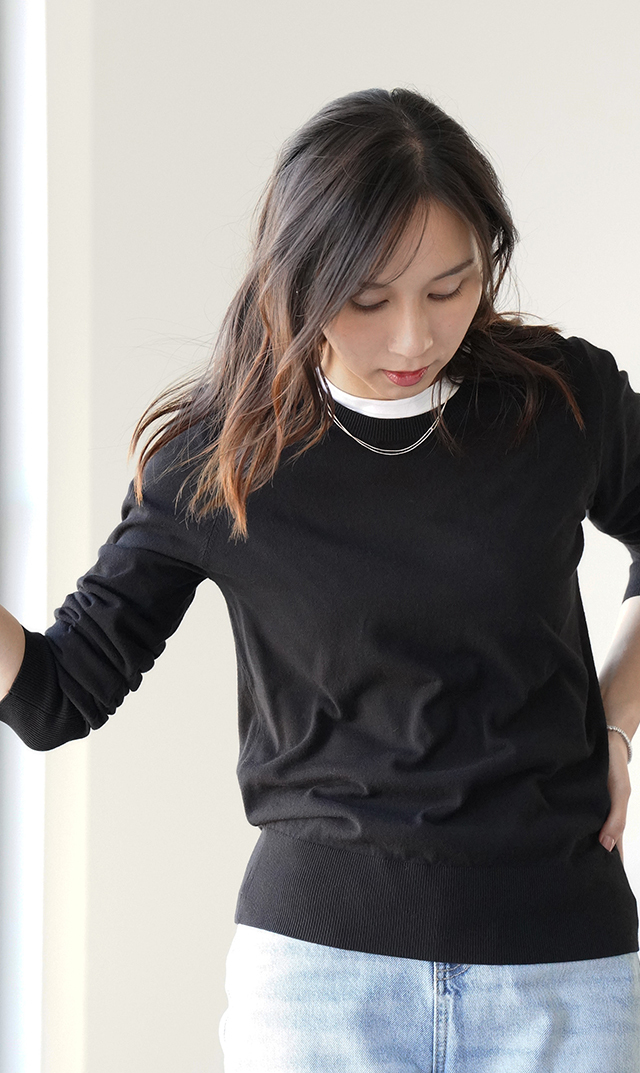 イタリア×日本の共同開発素材ロングスリーブTシャツ白