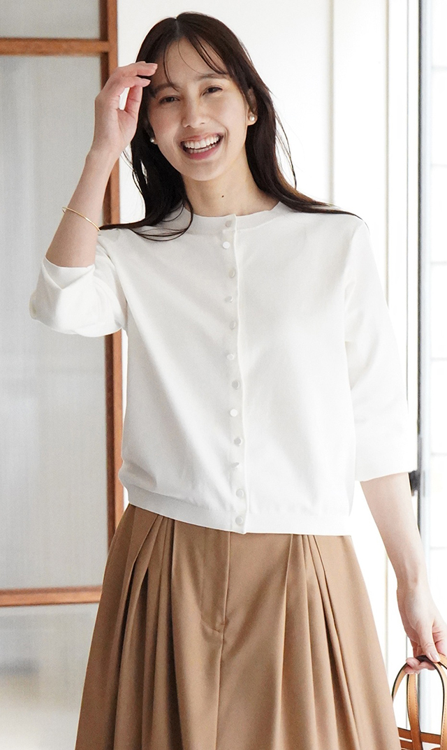 アメリアニットカーディガン白