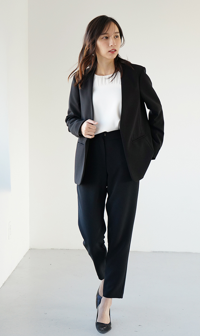 多機能素材シアー×ツイルビスチェブラウス白