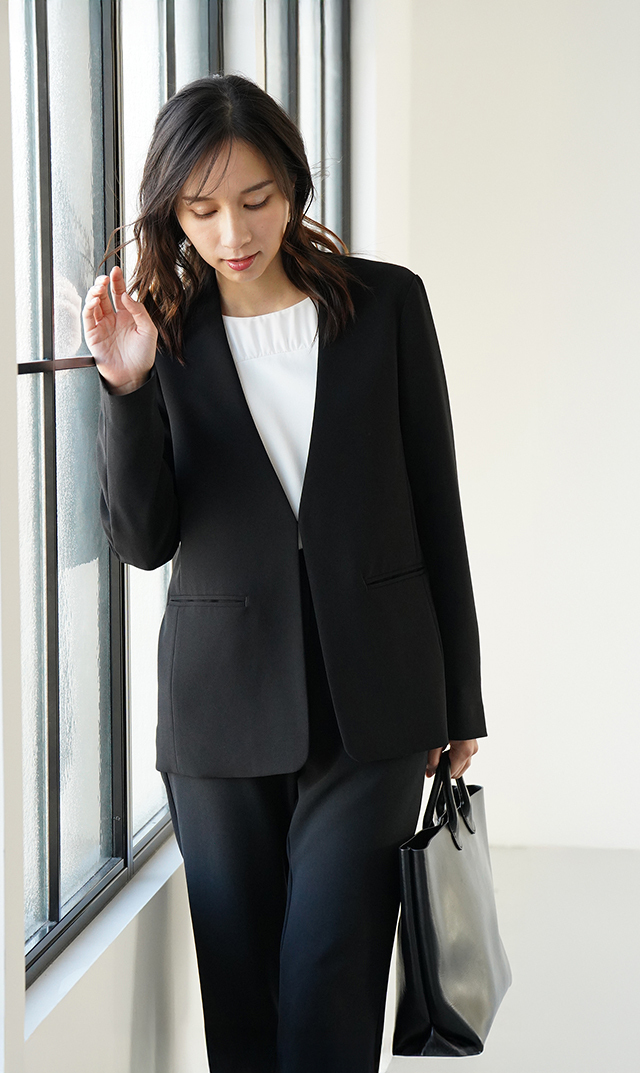 多機能素材シアー×ツイルビスチェブラウス白