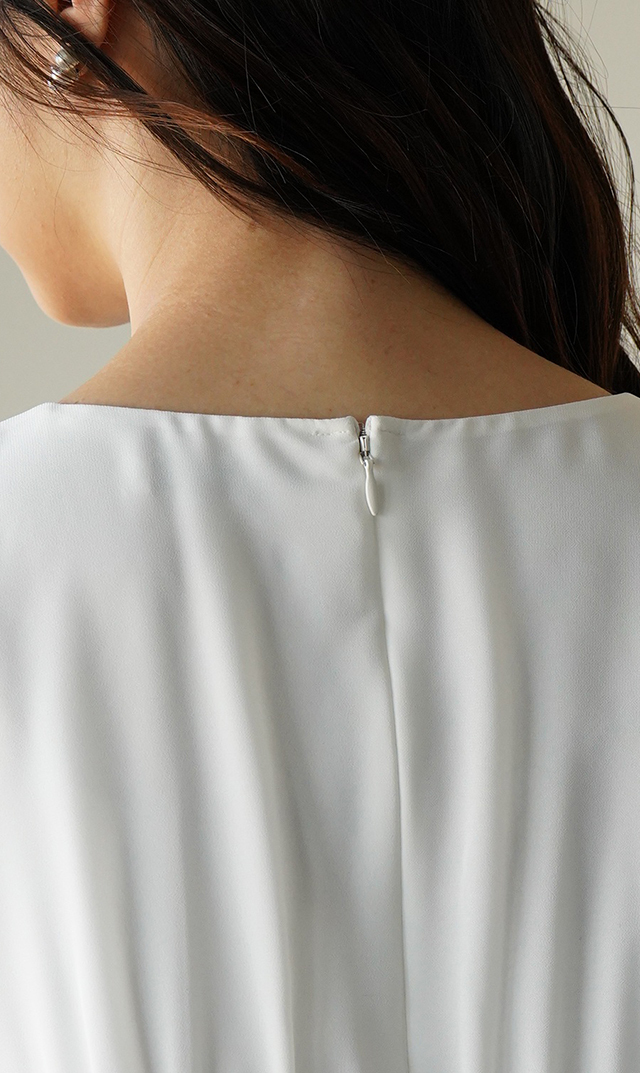 多機能素材シアー×ツイルビスチェブラウス白