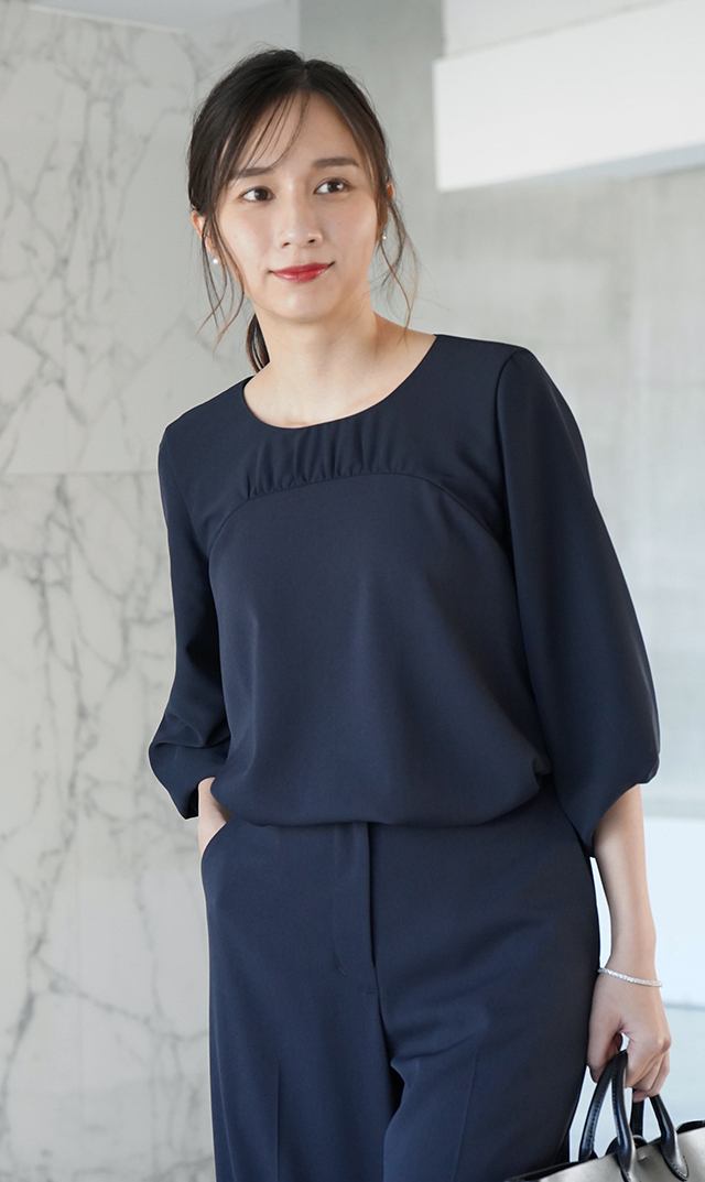 ちぃ✨セオリーリュクス 現行 ELIDA ブラウス ネイビー 38 ブラウス