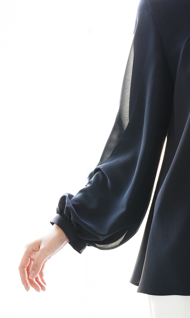 VIRINA ネイビー 長袖ブラウス XS ヴィリーナ VIRINA スカイラブラウス （ネイビー） -ファッション通販