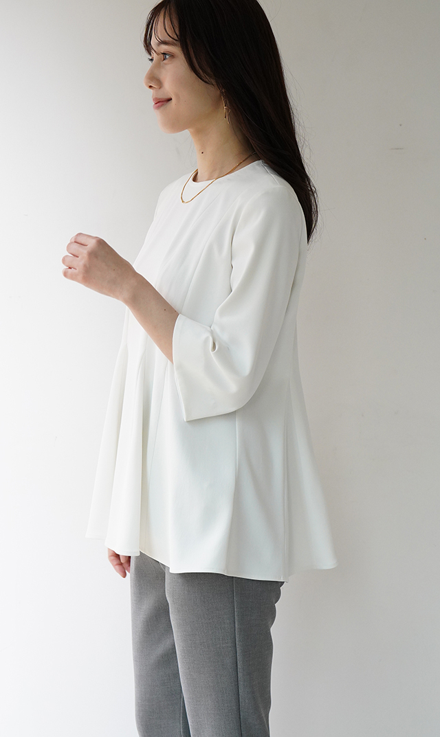 UVカットベルペプラムブラウス白