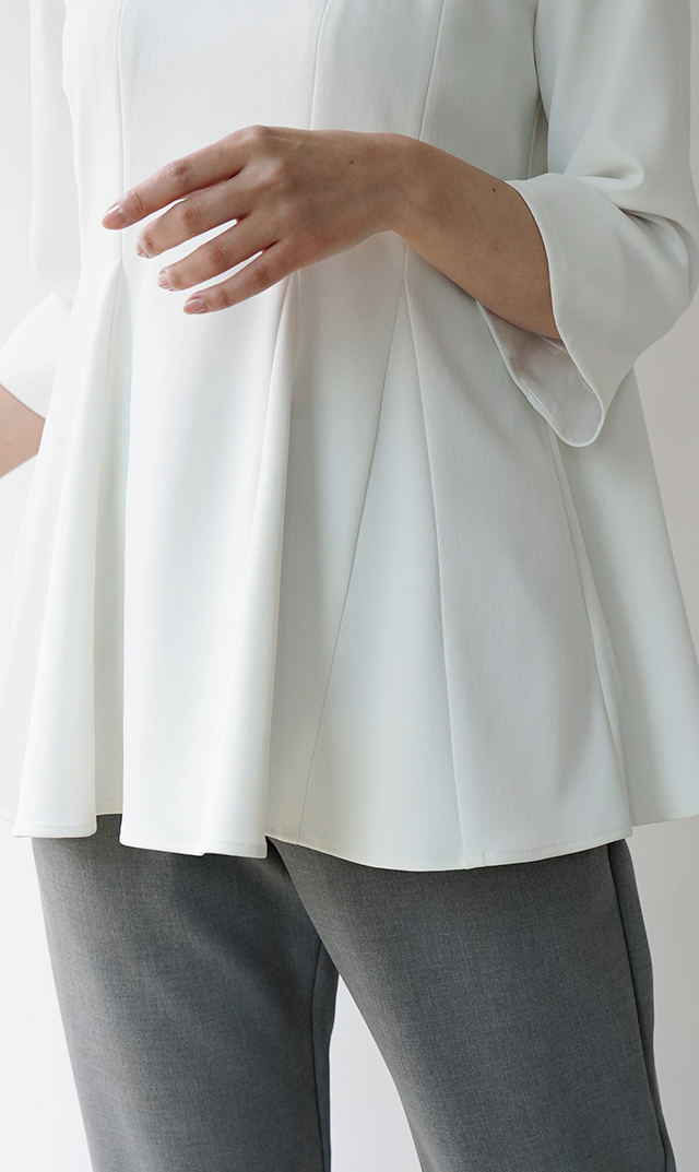 UVカットベルペプラムブラウス白