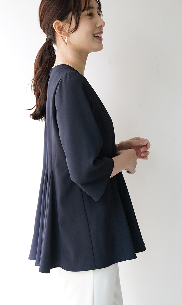 UVカットベルペプラムブラウス紺