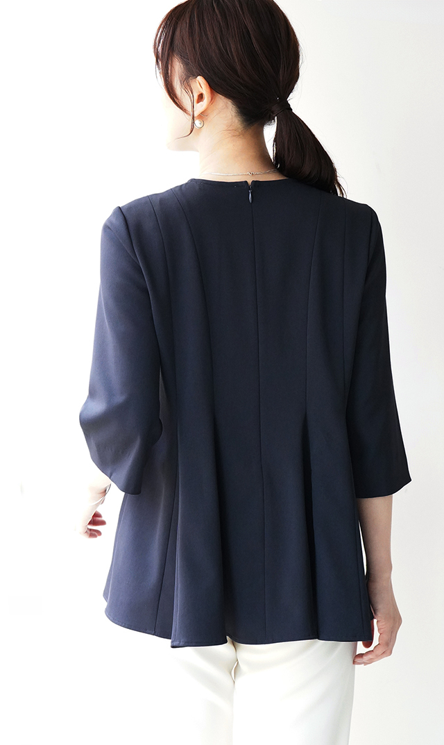 UVカットベルペプラムブラウス紺