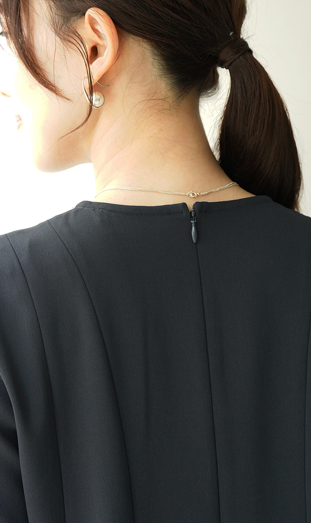 UVカットベルペプラムブラウス紺