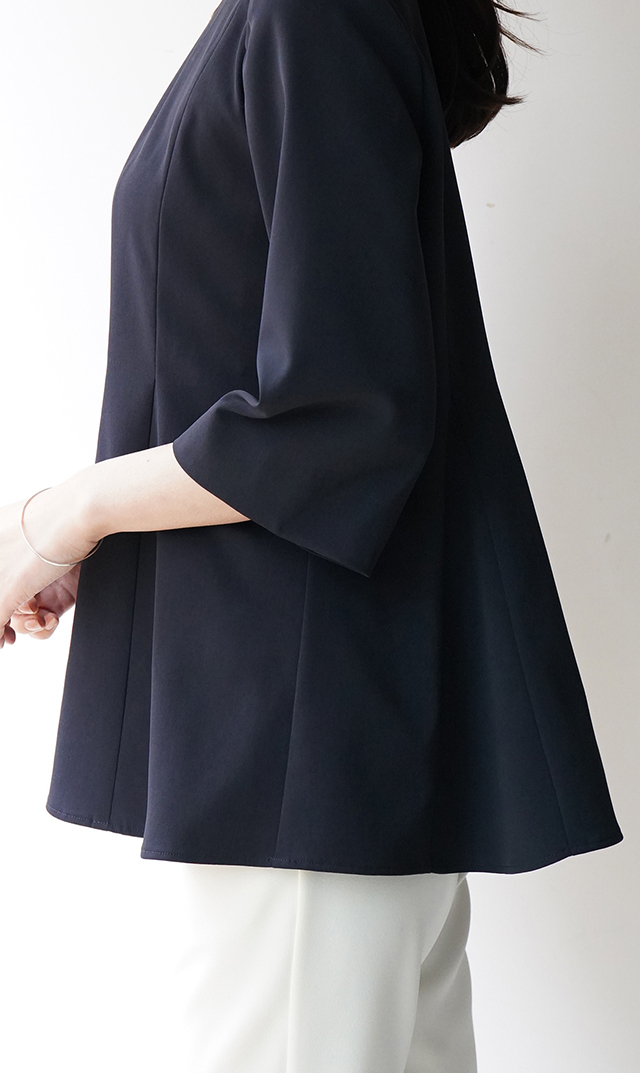 UVカットベルペプラムブラウス紺