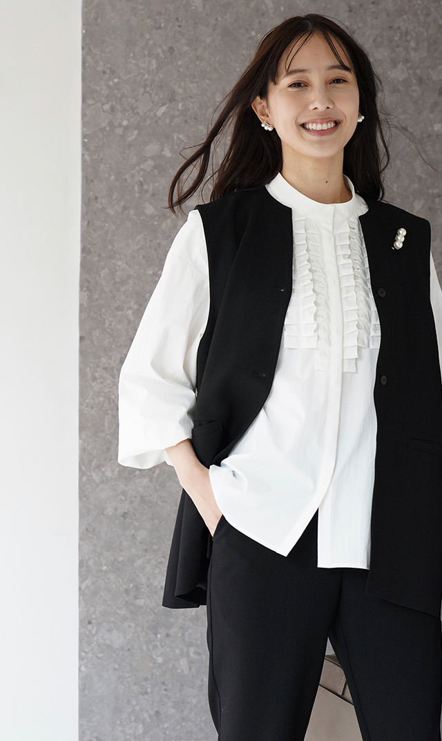 UVカット吸水速乾シャインタックリボンブラウス白