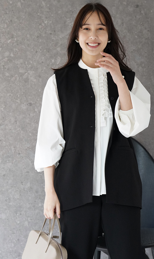 UVカット吸水速乾シャインタックリボンブラウス白