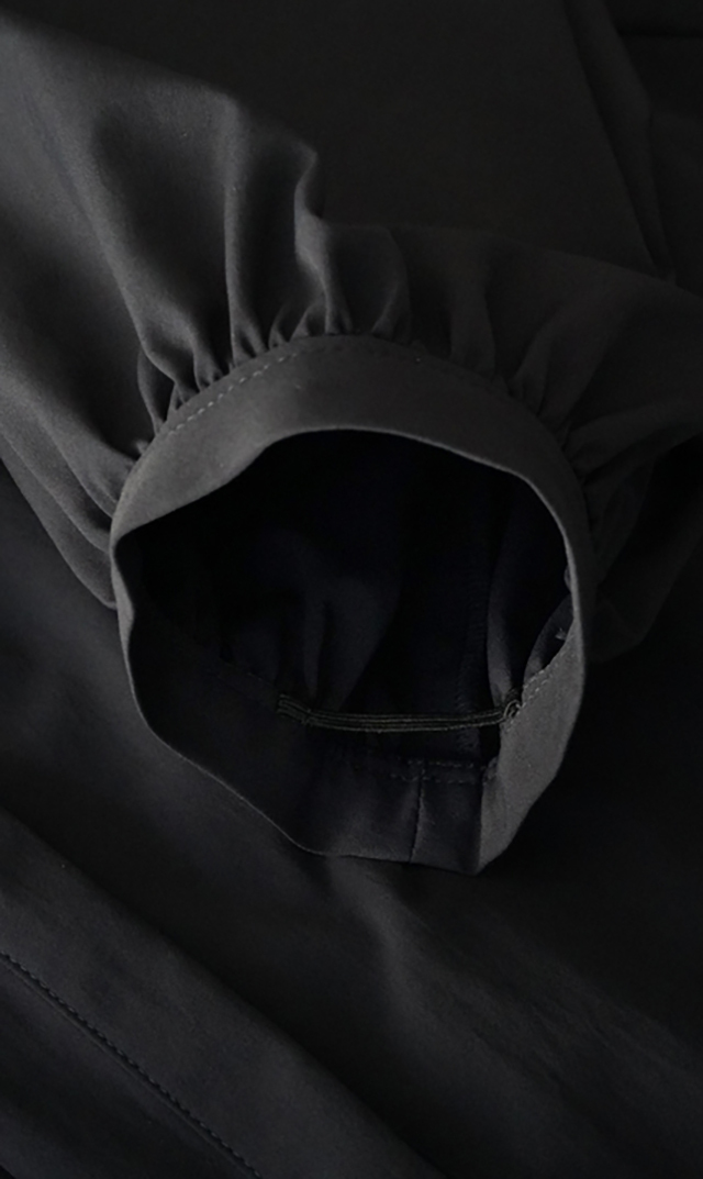 UVカット吸水速乾シャインタックリボンブラウス紺