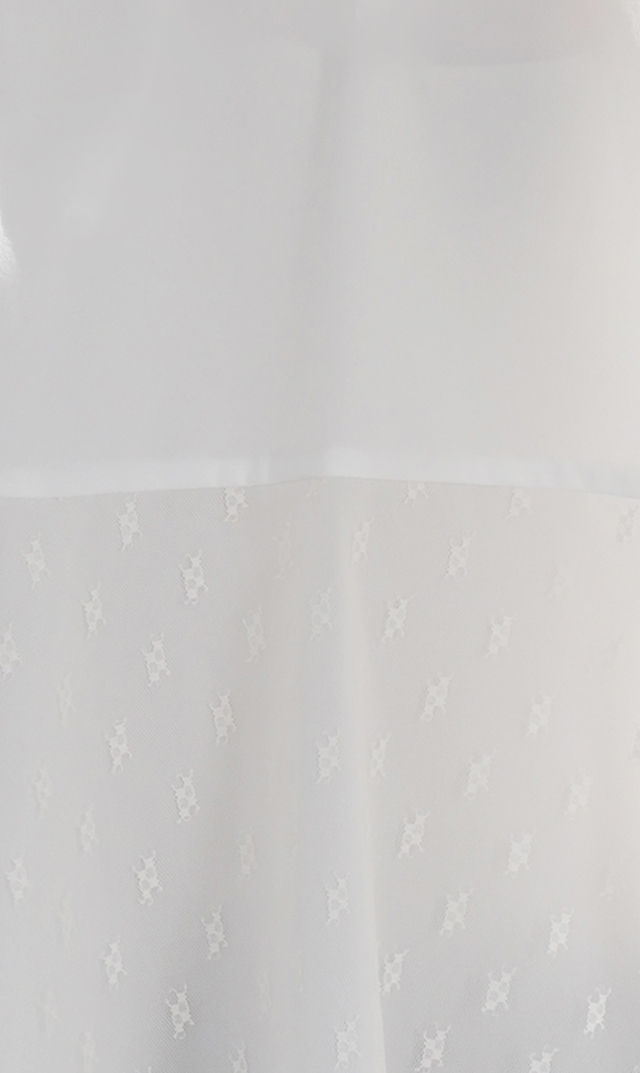 襟付きタックデザイン５分袖ブラウス白