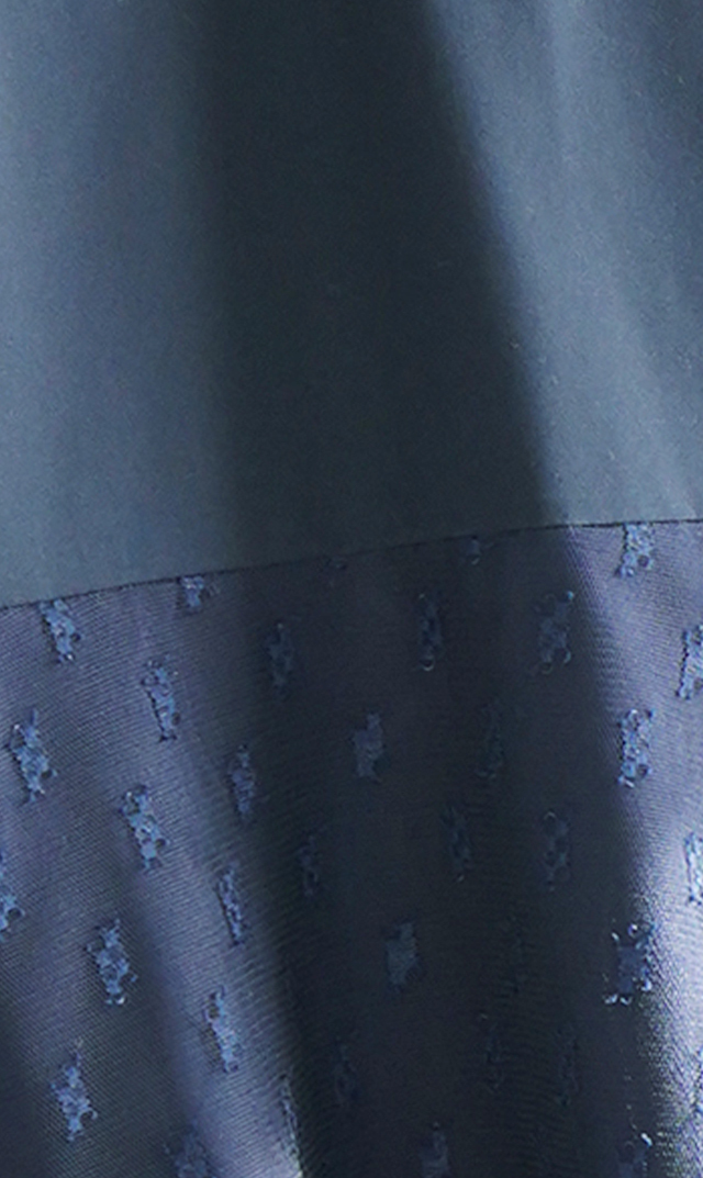 襟付きタックデザイン５分袖ブラウス紺