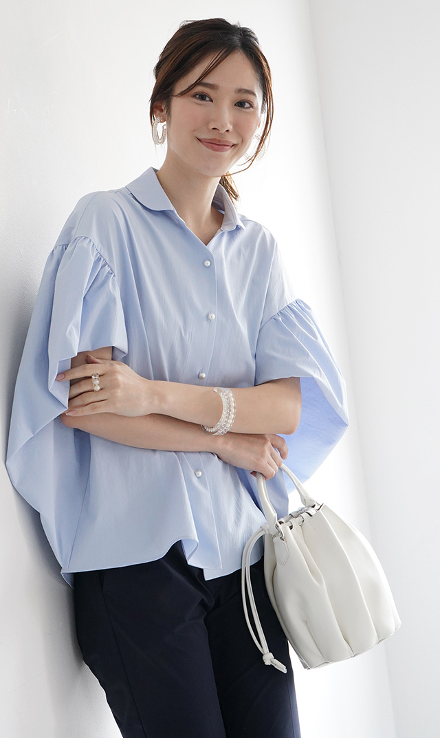 【ヴィリーナ】レティブラウス(ライトブルー）