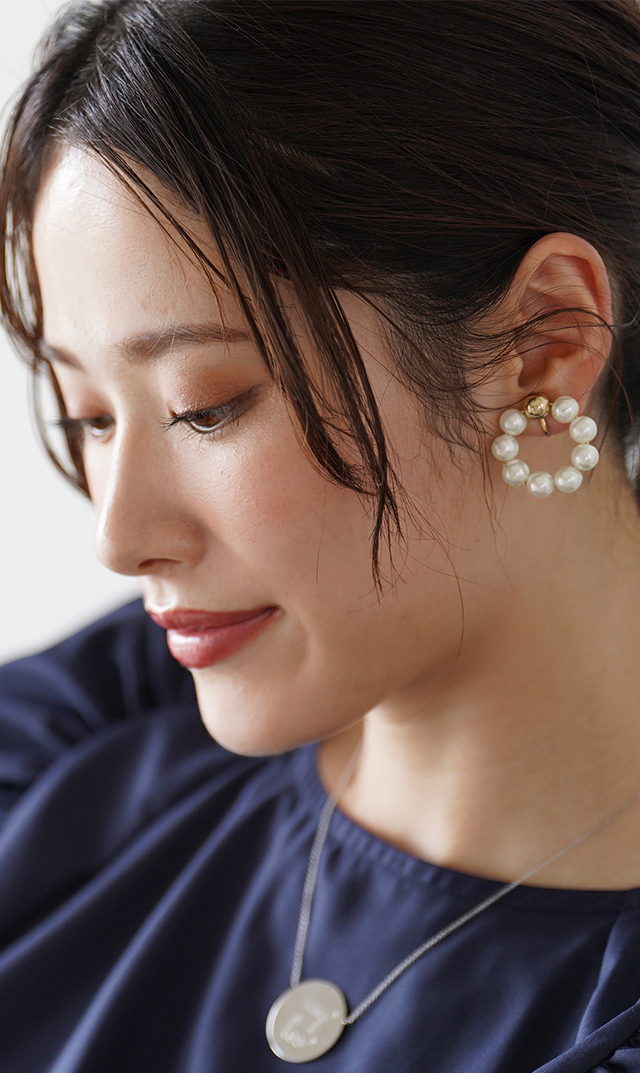 ヴィリーナアクセサリー】フルムーンパールピアス/イヤリング