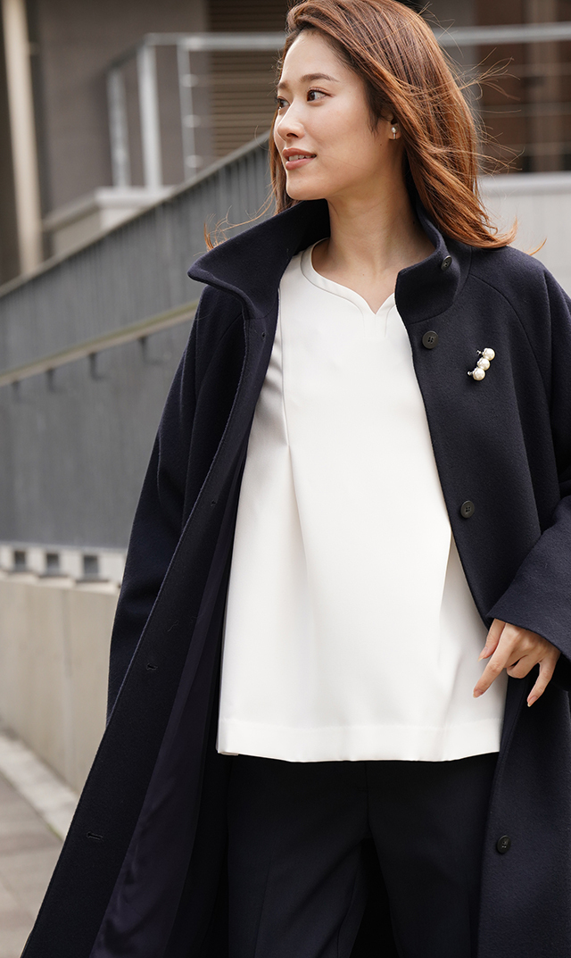 スリーパールブローチ（クロス付き）