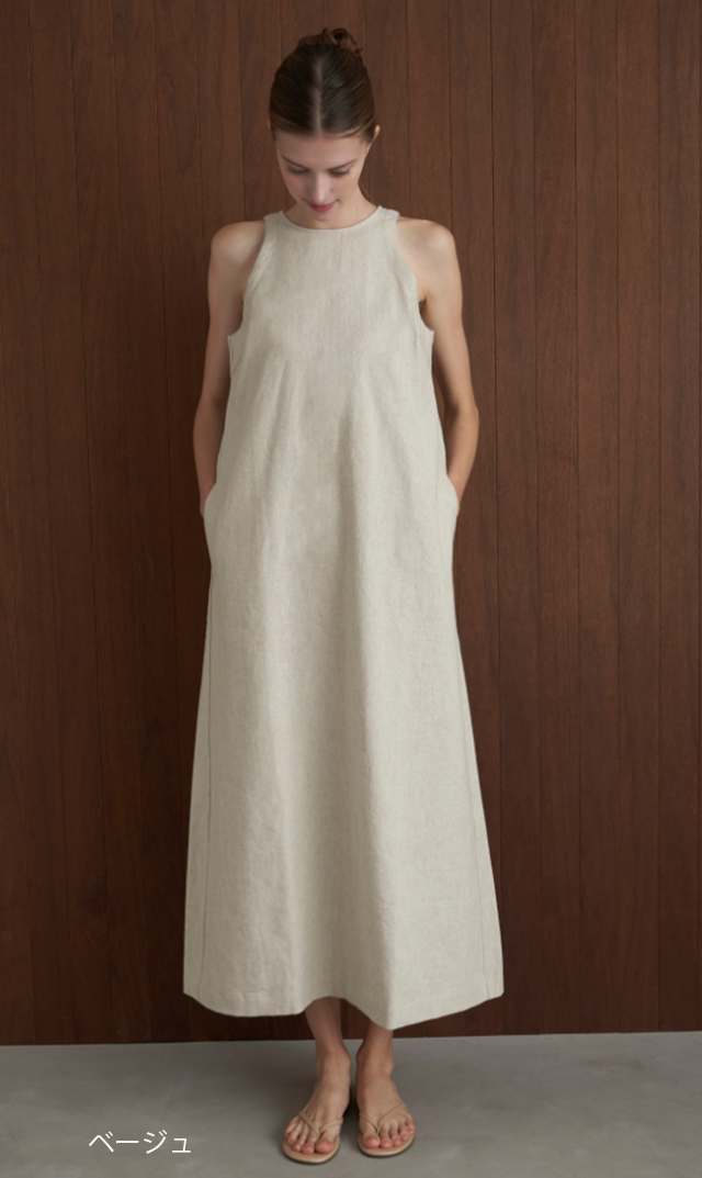 WRAY リネンコットンワンピース　 ホワイト　Sサイズ アメリカンスリーブとリネンブレンド素材が魅力の“リネンコットン