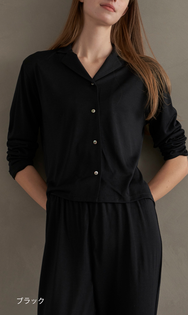 レイシルクロングスリーブナイトウェア白・黒