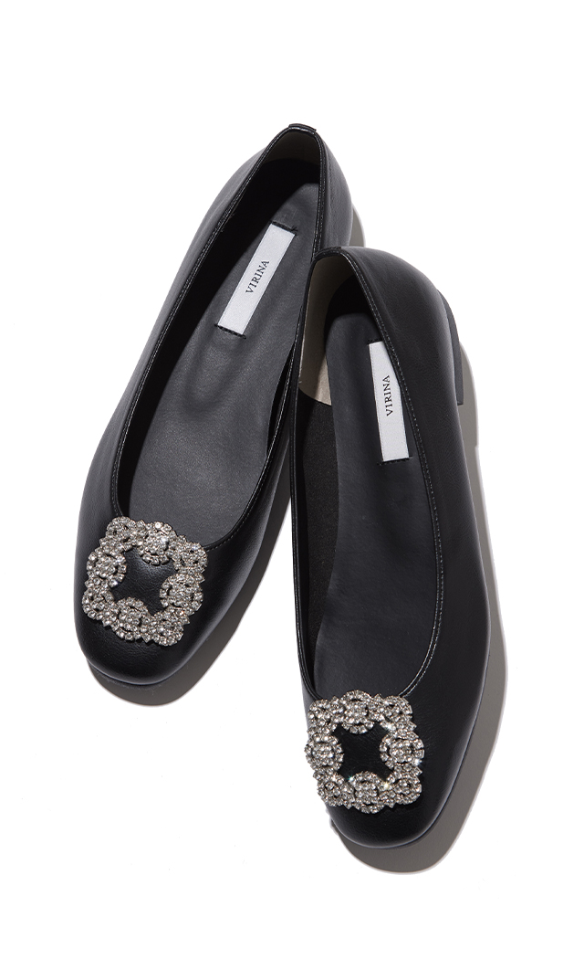 【ヴィリーナ】晴雨兼用ジーナビジューパンプス（ブラック）