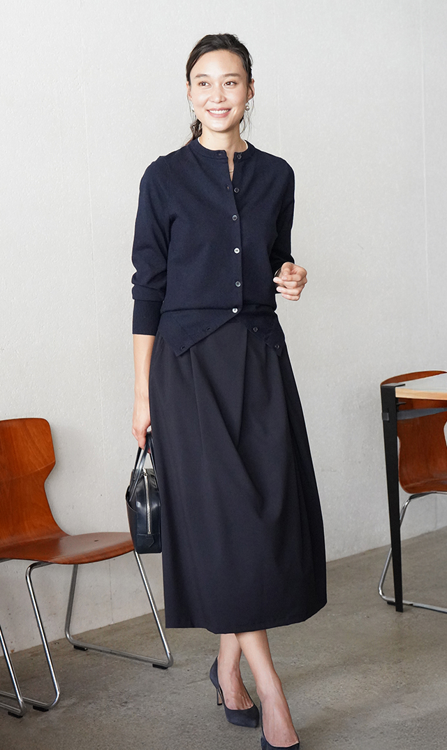 【ヴィリーナ】パロマカーディガン＆スカートセット(ネイビー×ネイビー）