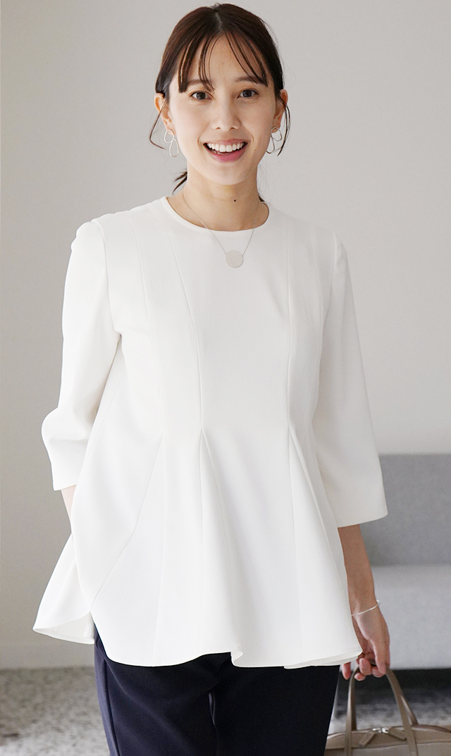 UVカットベルペプラムブラウス白