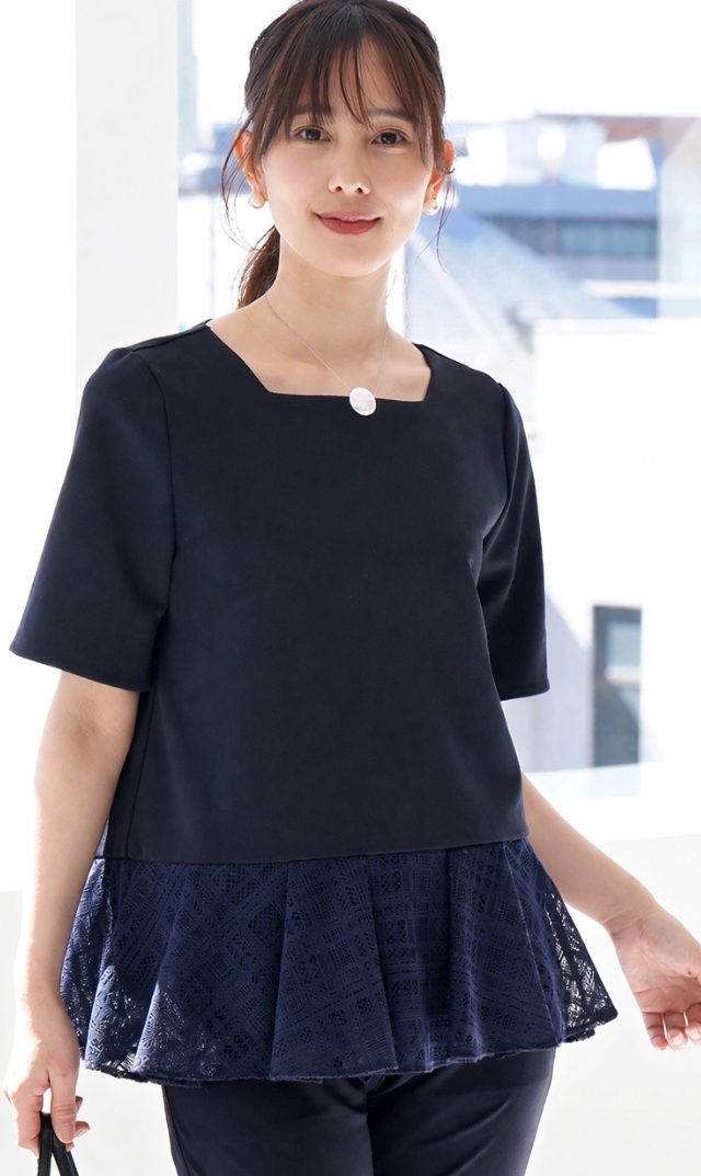 [運動会＆遠足2BUY10％OFF対象]【ヴィリーナ】アシュリーブラウス(ネイビー）