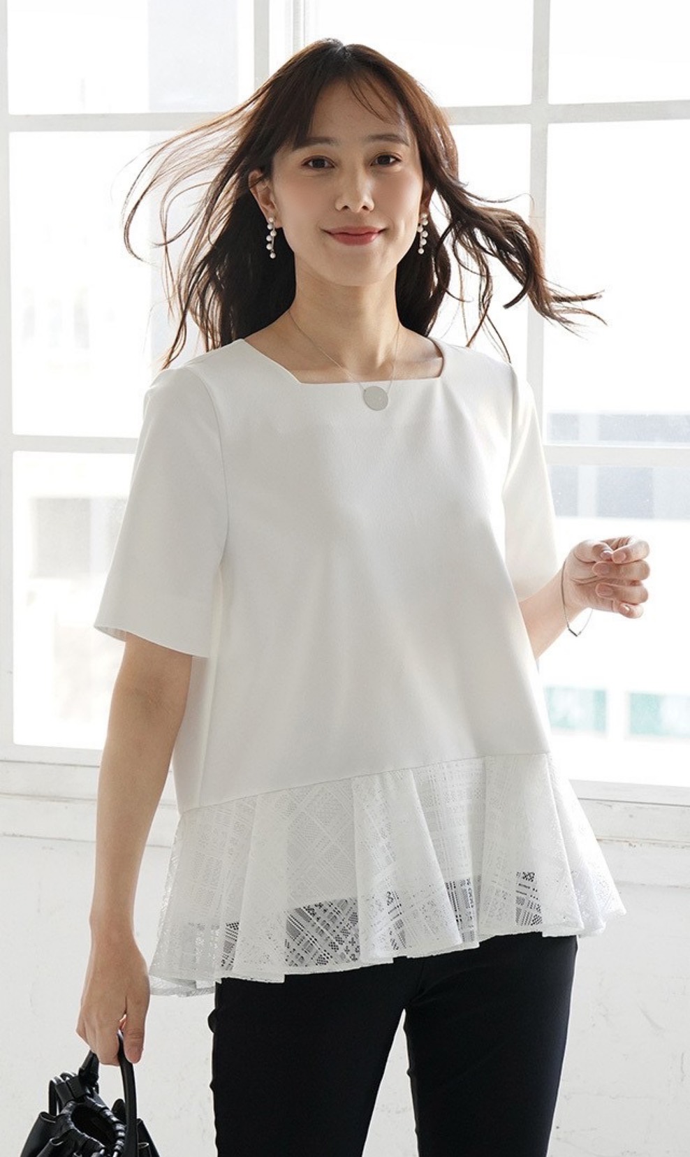 [運動会＆遠足2BUY10％OFF対象]【ヴィリーナ】アシュリーブラウス(ホワイト）