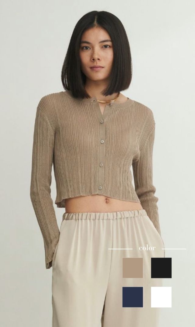 【レイ（WRAY)】シアーリブニットカーディガン(全4色展開）