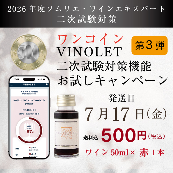 【2026年度】ワンコイン VINOLET二次試験対策機能 お試しキャンペーン第3弾赤ワイン