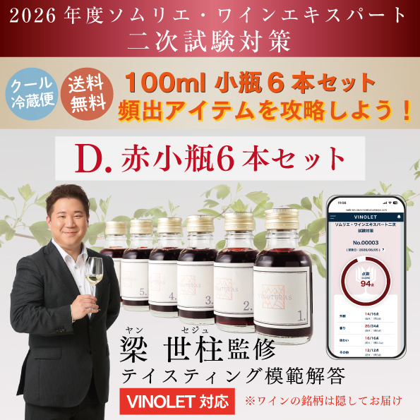 ソムリエ・ワインエキスパート二次試験対策　赤ワイン小瓶 6本セット（D）
