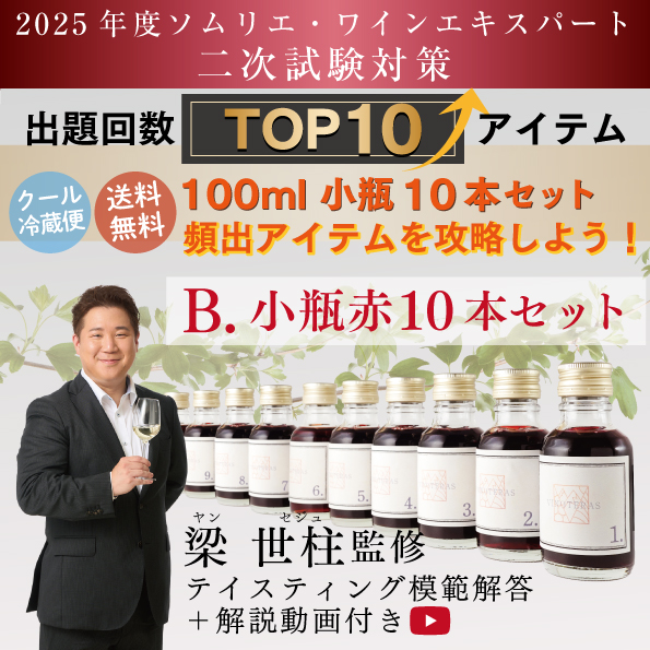 ソムリエ・ワインエキスパート二次試験対策  B.小瓶赤 10本セット