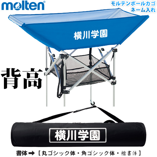 【送料無料】モルテン(molten) バレーボール 折りたたみ式平型軽量ボールカゴ 背の高いタイプ 3点(ネット・支柱・キャリーケース) ネーム入れ セット [BK0033-N]