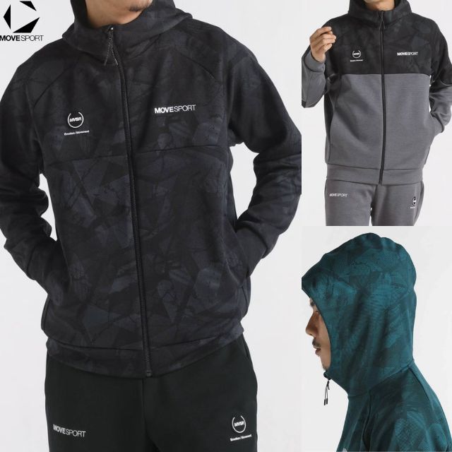 【アウトレットセール】デサント(DESCENTE) ムーブスポーツ(MOVESPORTS) S.F.TECH SHIELD 総柄フルジップフーディー ジャケット(ユニセックス) [ST4FSW44M] 即日出荷