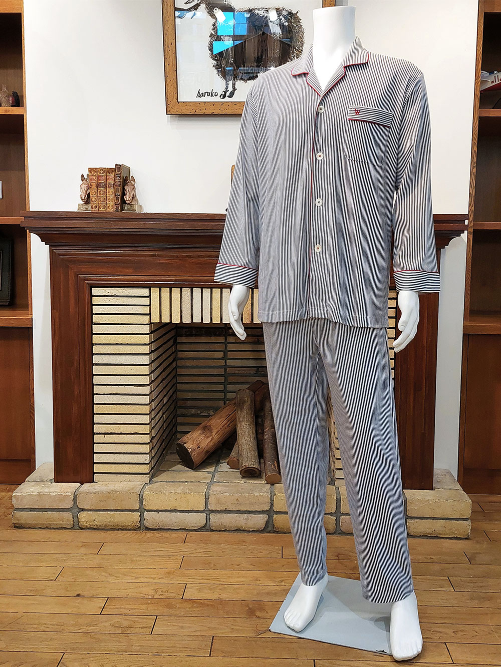 【Mens】＜乾燥機対応＞スムースストライプ(S〜LL）