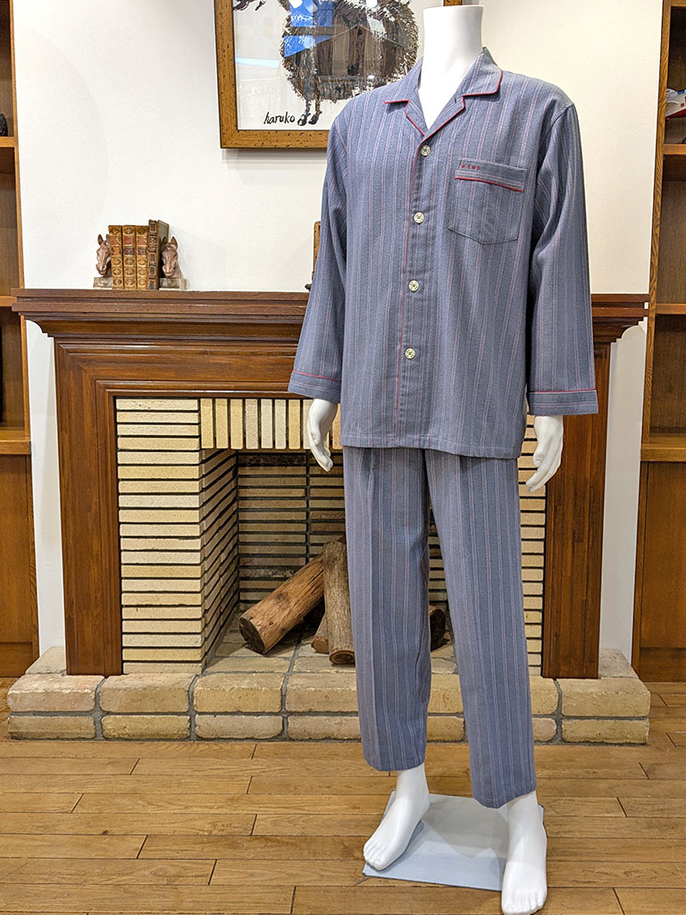 【Mens】綾ビエラ両面起毛ストライプ柄