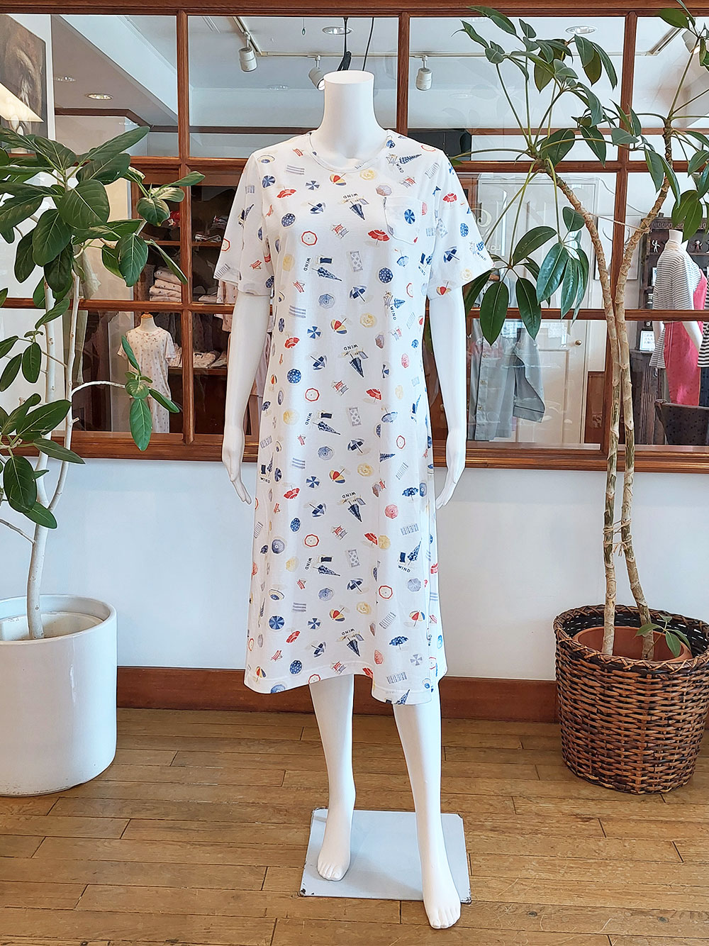 【Ladies】SZ天竺 パラソル柄 ワンピース