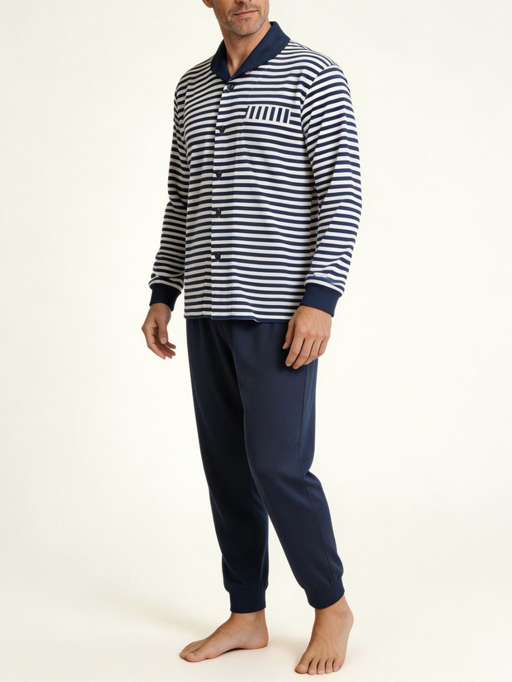 【Men's】ウォームストレッチボーダー×スムース無地