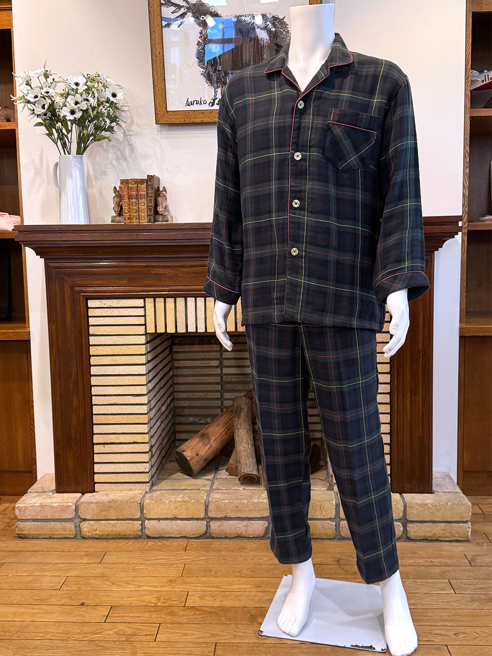 【Mens】トリプルガーゼ両面起毛タータンチェック柄　