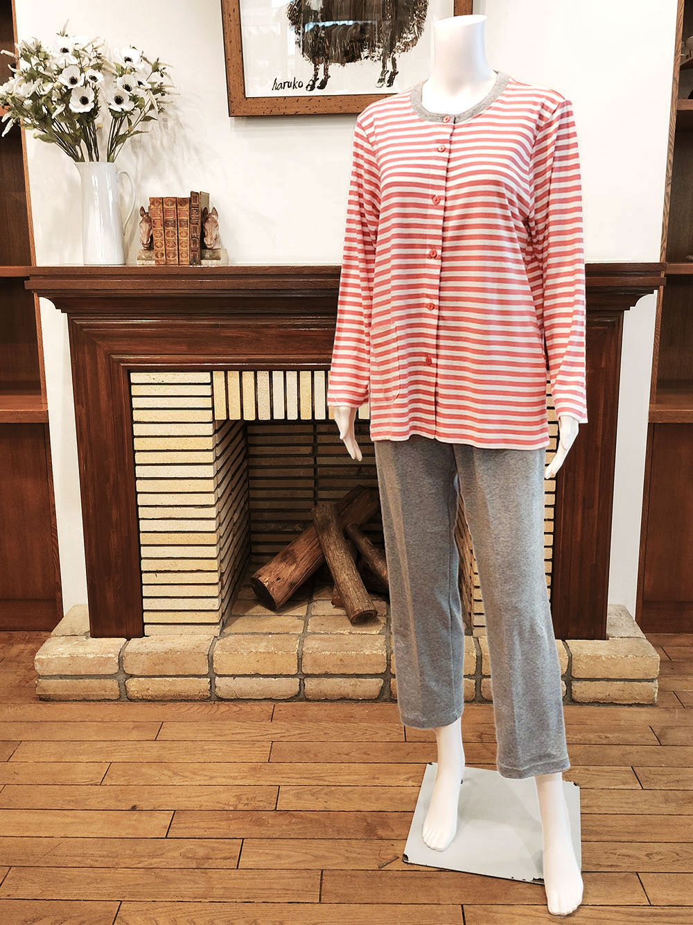 【Ladies】ウォームストレッチボーダー×スムース無地