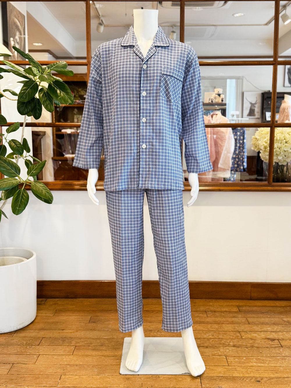 【Mens】<高島ちぢみ>楊柳小格子（M〜LL）