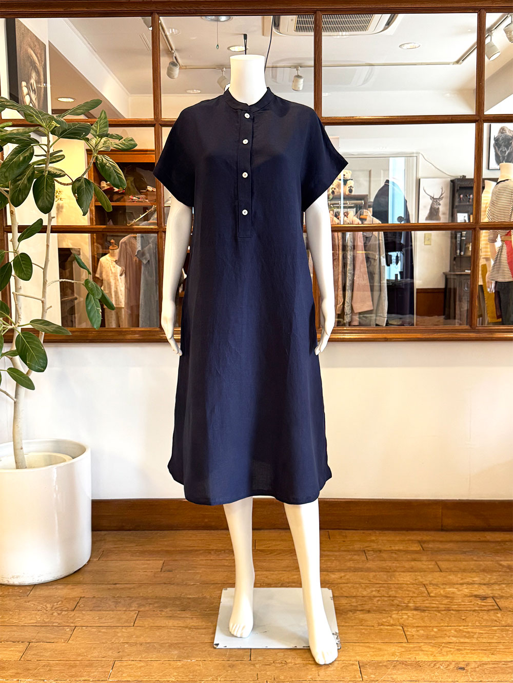 【Ladies】リネンレーヨンワンピース