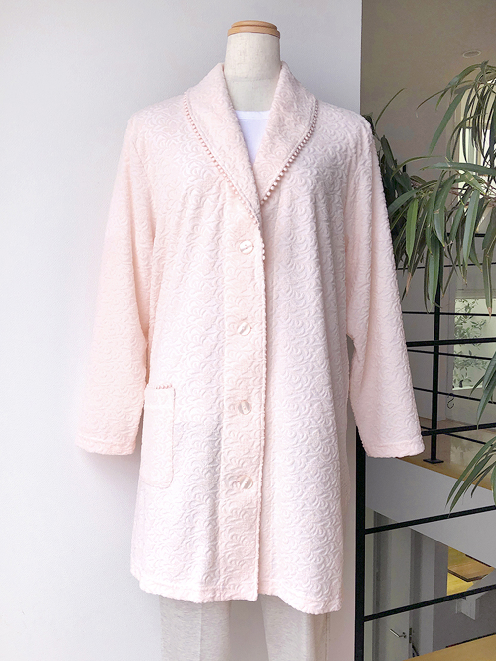 【Ladie's】ジャガードパイルキカ花柄　ガウン