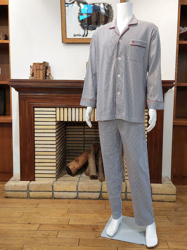 【Mens】＜乾燥機対応＞スムースストライプ(S〜LL）