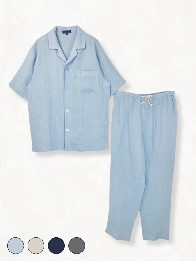 【Mens】フレンチリネンキャンバスワッシャー無地　半袖