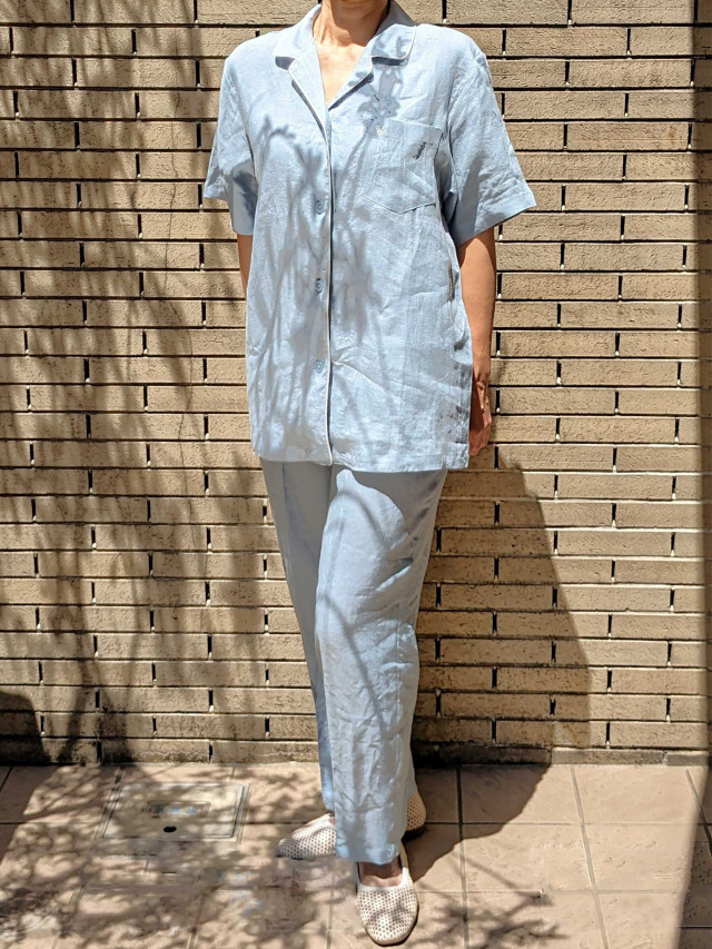 【Ladies】フレンチリネンキャンバスワッシャー無地 半袖