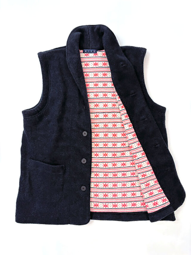 【Men’s】フリース×スノークリスタル柄ベスト